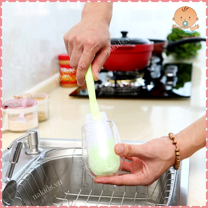 Cọ Rửa Cốc, Ly, Bình Nước, Bình Sữa Cán Dài
