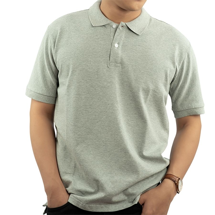 Áo polo nam cao cấp PERFECTMEN vải cá sấu 100% cotton màu xám co giãn 4 chiều thoáng mát xuất xịn sang trọng lịch lãm