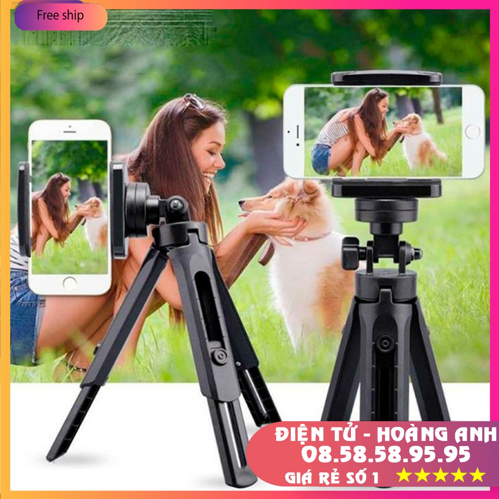 Chân đế kẹp điện thoại, máy ảnh Tripod mini Yunteng YT228 - MT01 chống trượt 3 chân xoay 360 độ + Đầu kẹp