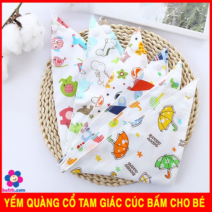 Khăn Yếm Quàng Cổ Cho Bé Có Cúc Bấm Tam Giác Cho Bé Cotton 2 Lớp