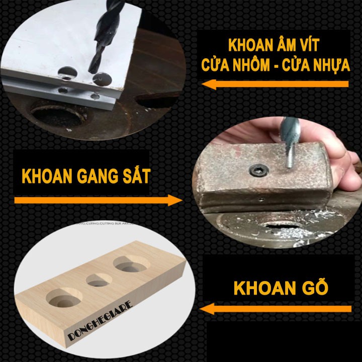 Mũi khoan ốc cấy âm gỗ 2 tầng dùng lắp cửa nhôm cửa nhựa đa năng