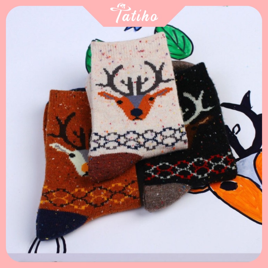 Vớ Tất Len Cổ Cao Họa Tiết Động Vật Thời Trang Thu Đông Phong Cách Hàn Quốc - Tatiho - Mã TV022