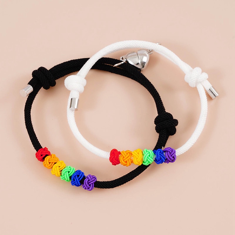 1 Bộ Vòng Tay Cầu Vồng Thắt Nút Màu Cầu Vồng Phong Cách LGBT Thời Trang Cho Cặp Đôi