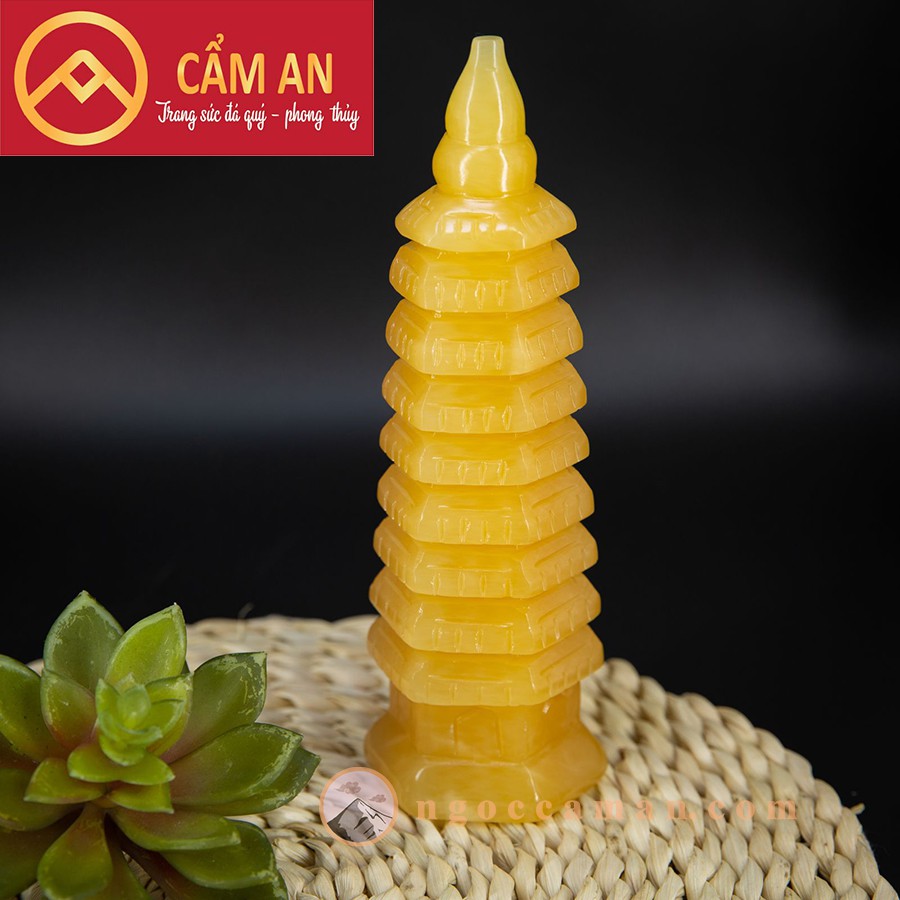 (HÀNG ĐẸP ) THÁP VĂN XƯƠNG 9 TẦNG NGỌC HOÀNG LONG TỰ NHIÊN 21cm