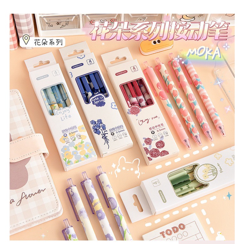 Bút bi bấm vỏ xinh xắn, bút đen ngòi 0,5mm | Aimee