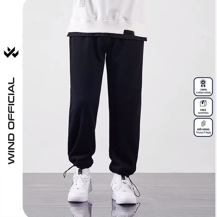 Quần jogger ống rộng bó chun unisex dây rút basic nam nữ oversize ullzang