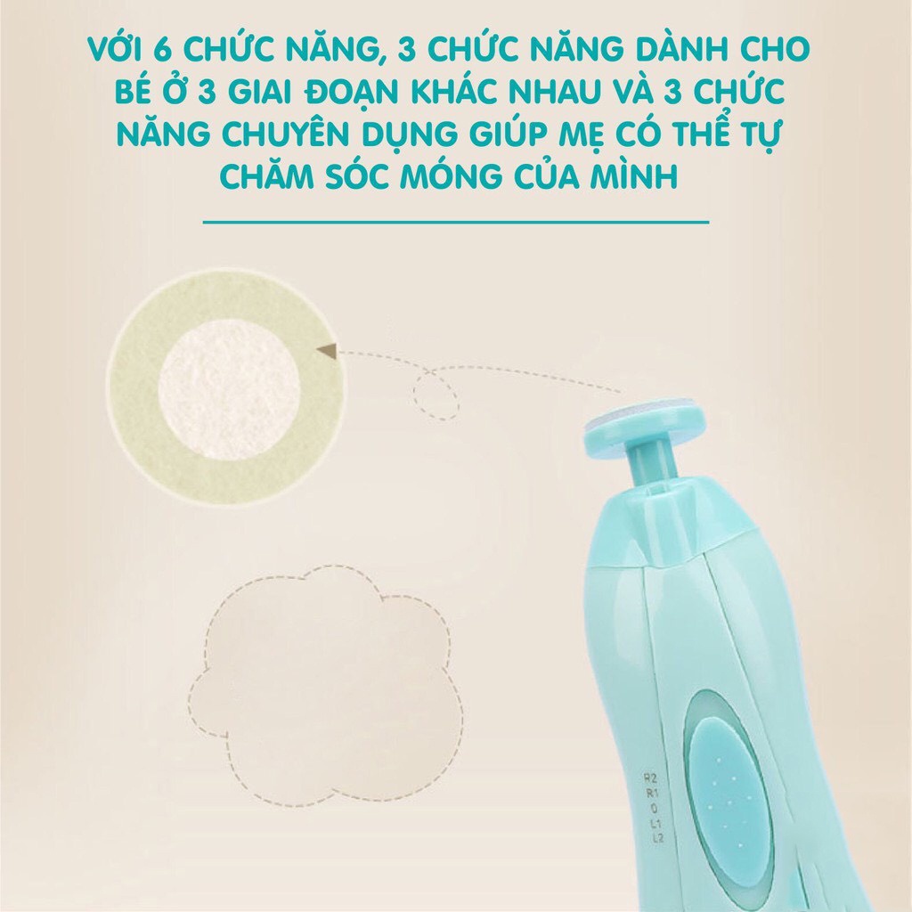 [6 ĐẦU] Máy mài móng cho bé chạy pin an toàn không gây tiếng ồn , máy mài móng tay trẻ sơ sinh cắt móng tay chân cho bé