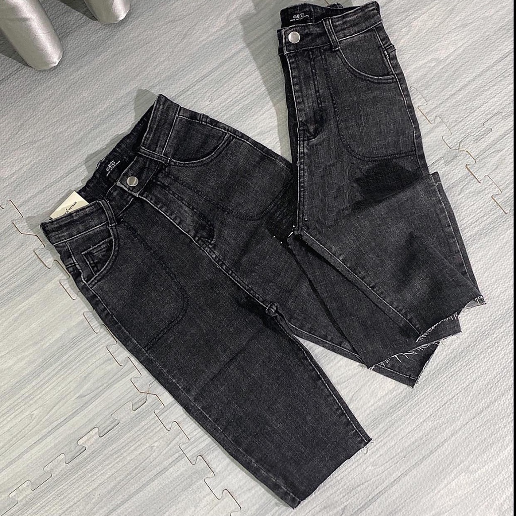 [ ĐẲNG CẤP VIDEO ] QUẦN JEANS NGỐ SKINNY GIÃN LỬNG NỮ LƯNG CAO 2 TÚI BO TRÒN TRƯỚC MÀU XÁM ĐẬM LAI TUA TUYỆT VỜI HOT HIT