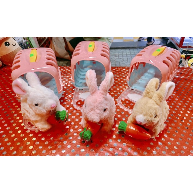 Thỏ pin biết đi, có âm thanh, kèm chuồng thỏ cute