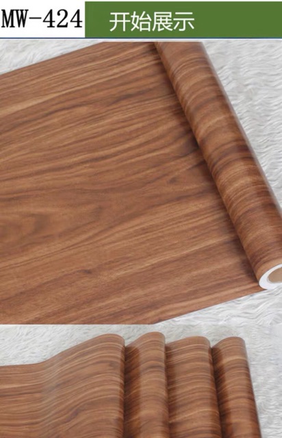 Giấy dán tường giả gỗ óc chó - decal dán tường 10M*60cm