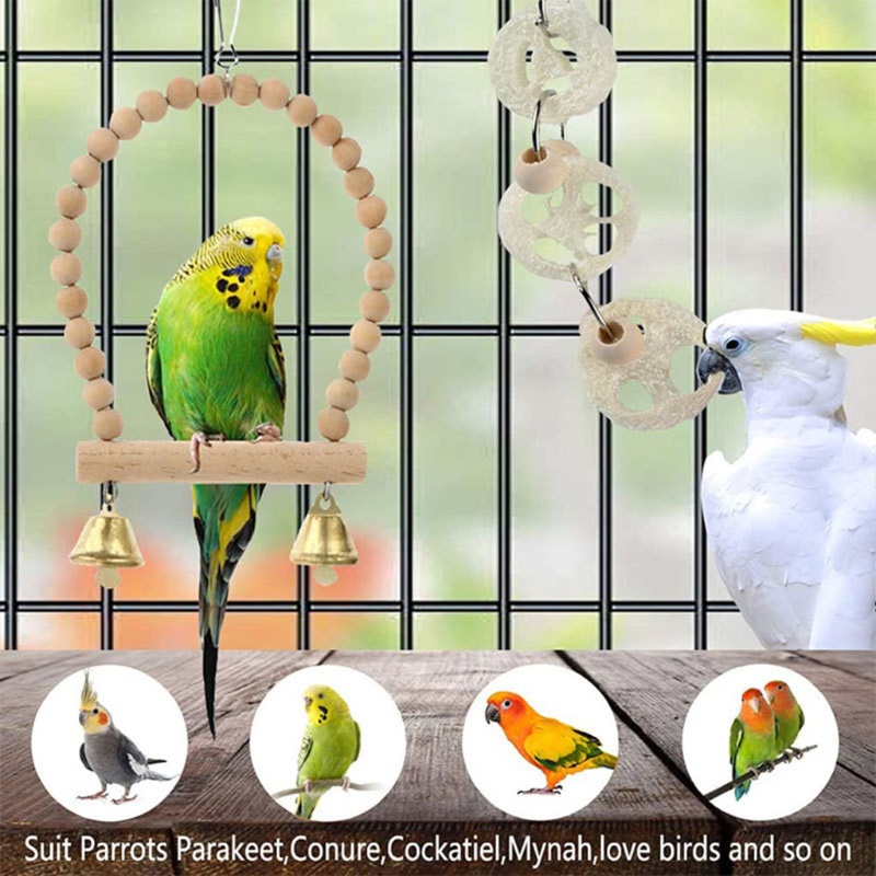 Bộ 8 Mô Hình Đồ Chơi Treo Lồng Chim Cho Vẹt Cưng