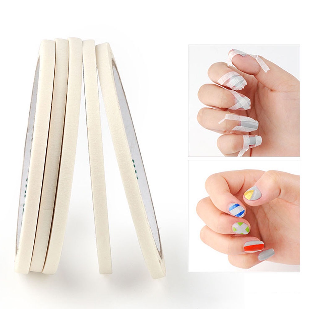 [Hàng mới về] Set 5 cuộn băng keo trắng dán móng tay trang trí nghệ thuật kiểu Pháp