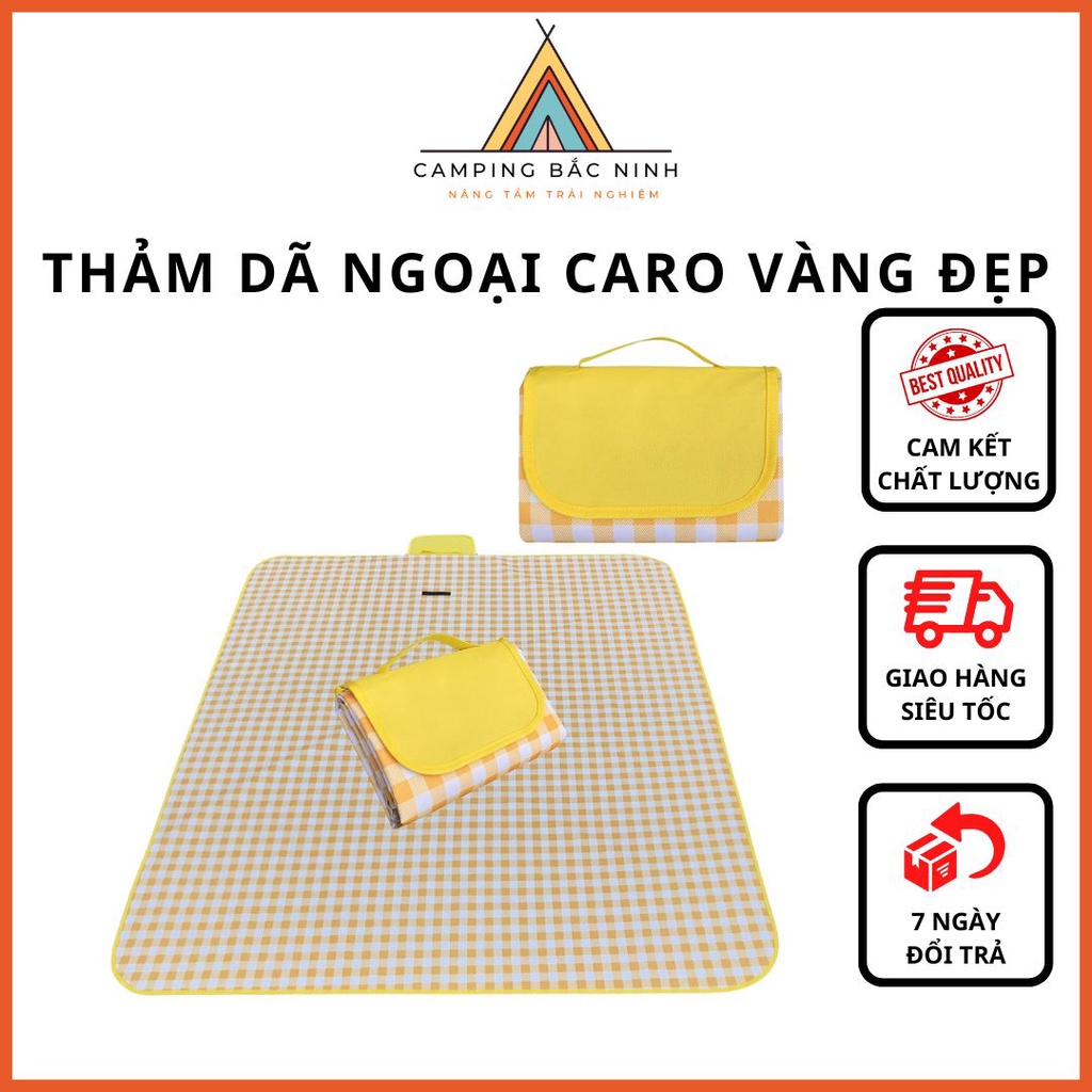 Thảm dã ngoại picnic caro Vàng decor chụp ảnh ngoài trời cực đẹp