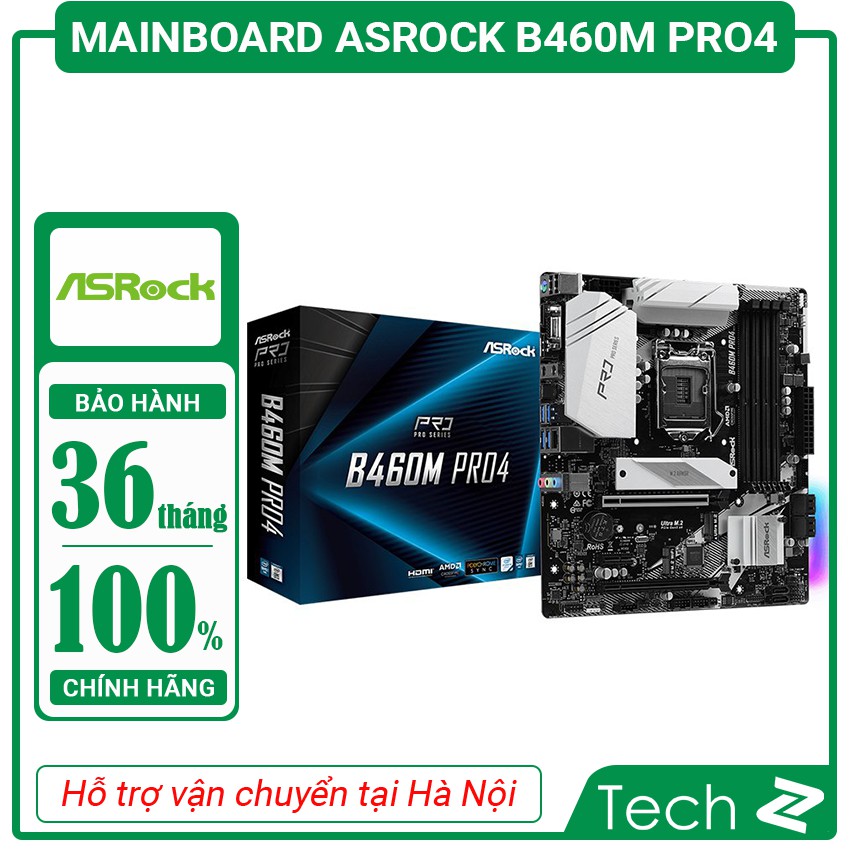 Mainboard ASROCK B460M PRO4 (Intel B460, Socket 1200, m-ATX, 4 khe Ram DDR4)