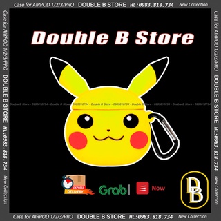 Case tai nghe không dây 1/2/3/PRO pikachu - vỏ bảo vệ bao đựng tai nghe 1062 pkc