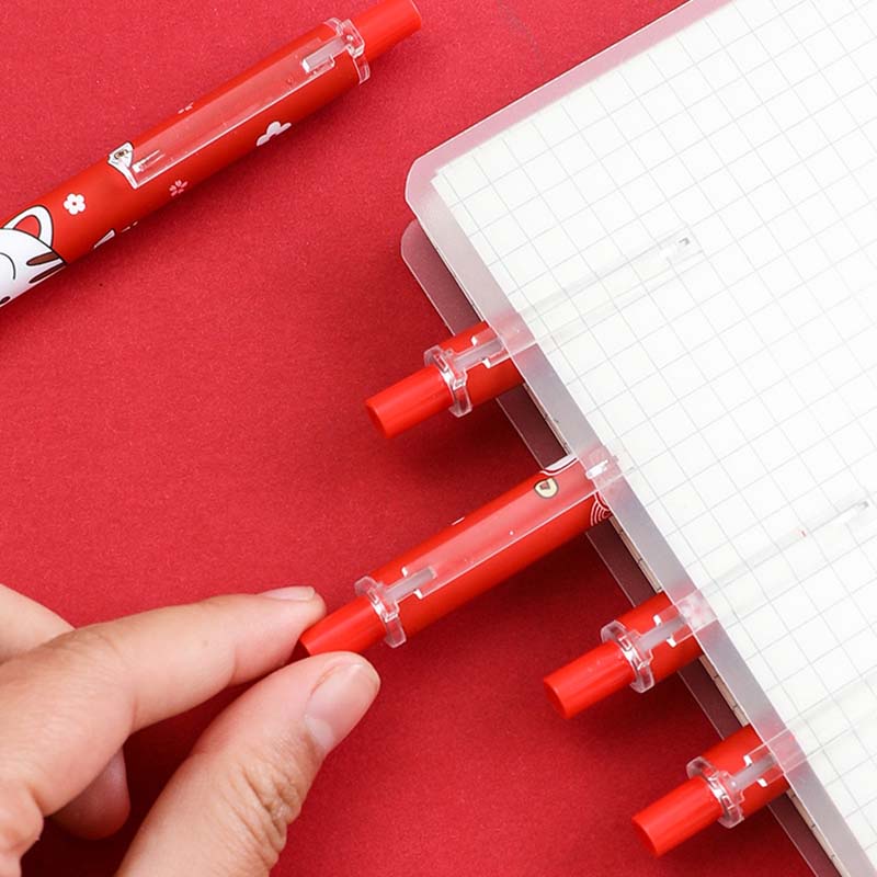 Bút bi mực đen ngòi 0.5mm họa tiết chú mèo may mắn dễ thương