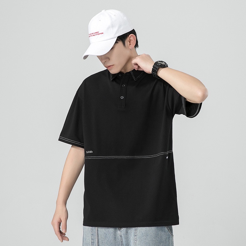 Áo thun POLO Cổ bẻ Nam Nữ Phối Viền Chỉ Nổi, Áo thun Polo Unisex chất liệu cá sấu cotton Chuẩn Form phong cách Hàn Quốc