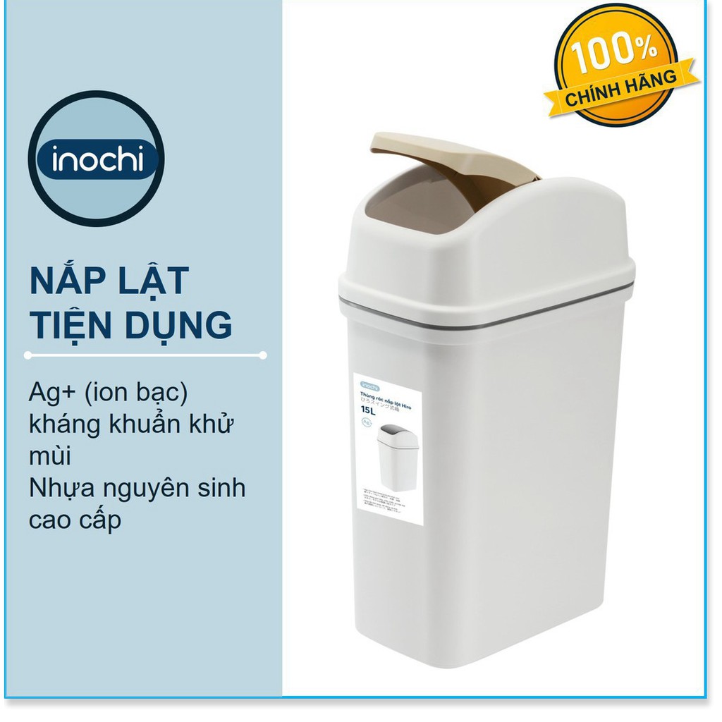 Thùng Rác Nhựa Nắp Lật Inochi 10 Lít Rất Đẹp Làm Sọt Rác Văn Phòng, Khách Sạn, Đựng Rác Gia Đình, Để Bàn Trong Nhà