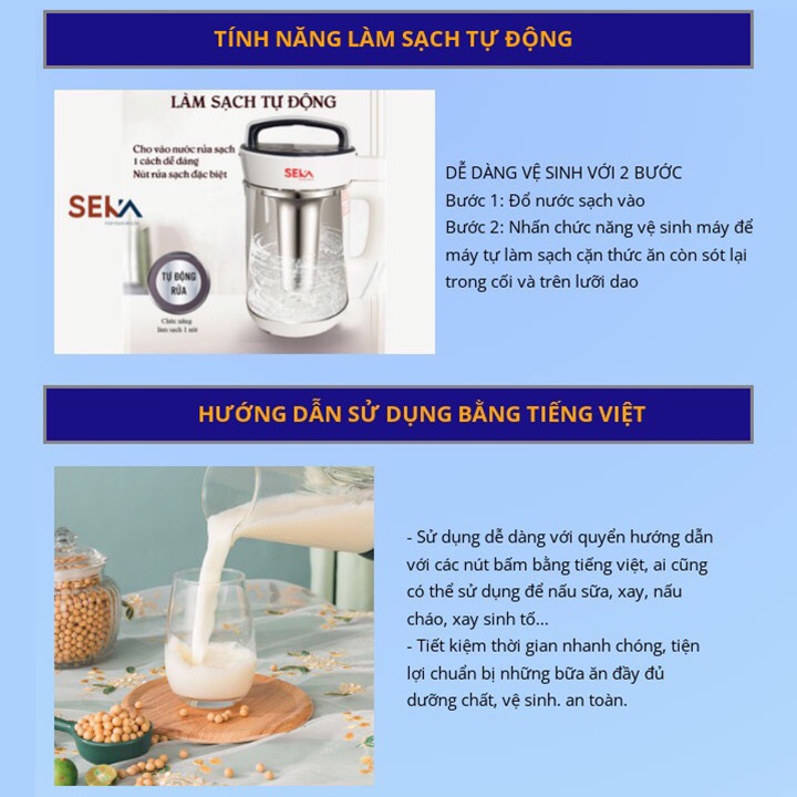 Máy Làm Sữa Hạt Đa Năng SEKA - Máy Xay Nấu Đa Năng, Xay Sinh Tố - Công Nghệ Đức, Bảo Hành 02 Năm