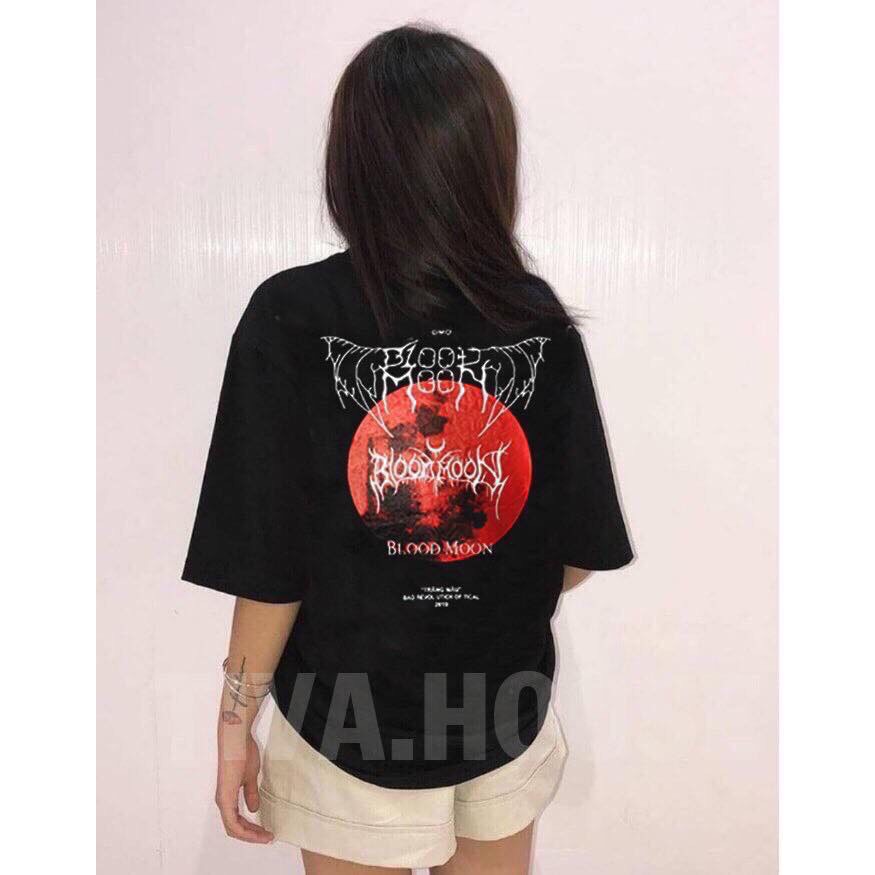ÁO THUN TEE UNISEX NAM NỮ FORM RỘNG TAY LỠ T-SHIRT CỔ TRÒN CẶP NHÓM BLOOD MOON TIM MÁU 58