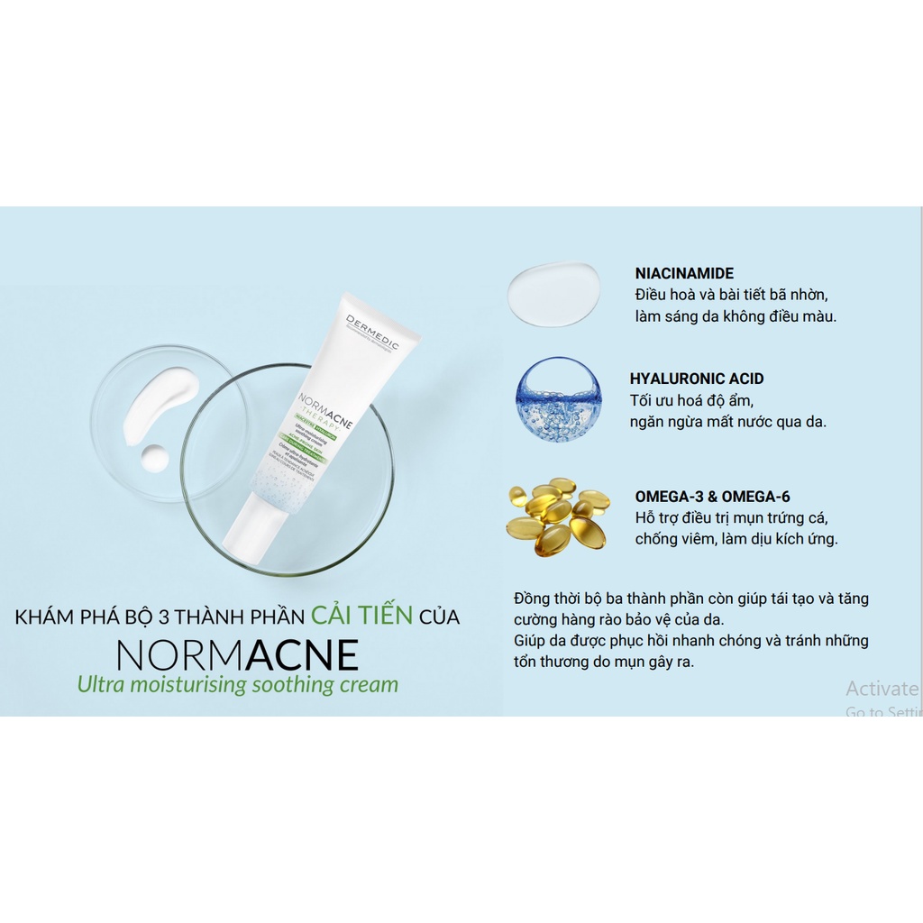 Kem Dưỡng Ẩm Giảm Mụn DERMEDIC NORMACNE Ultra Moisturising Soothing Cream 40g