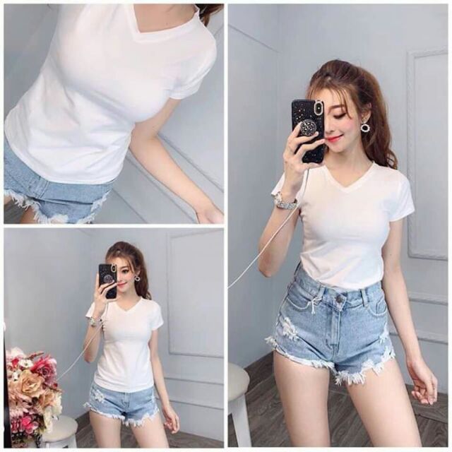 ÁO PHÔNG CỔ TIM ( cotton mõng)