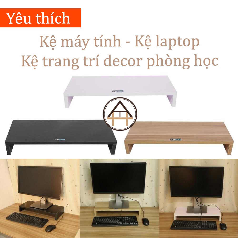 Kệ gỗ máy tính, kệ để đồ decor thương hiệu HTA