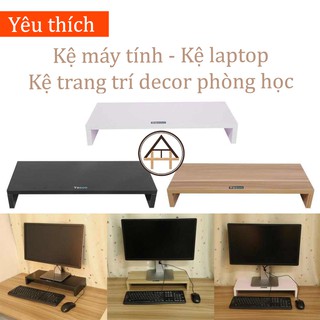 Kệ gỗ máy tính, kệ để đồ decor thương hiệu HTA