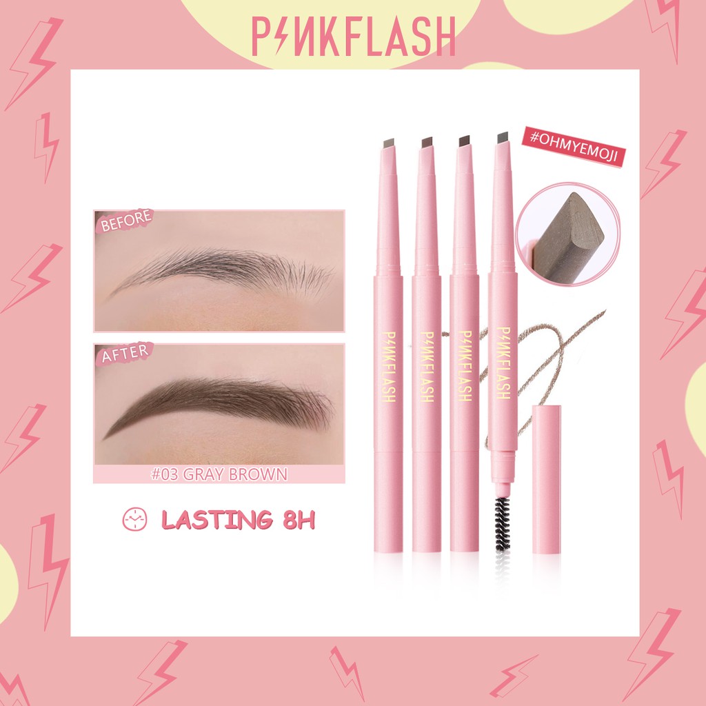 Bút Kẻ Lông Mày PINKFLASH Chống Nước Giữ Màu Lên Đến 8 Tiếng Tích Hợp Đầu Cọ Chải Tiện Dụng 0.2g