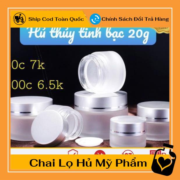 Hủ Đựng Kem ❤ TOP GIÁ RẺ ❤ Hũ Thủy Tinh Nắp Bạc 15g,20g đựng kem, chiết mỹ phẩm , , phụ kiện du lịch