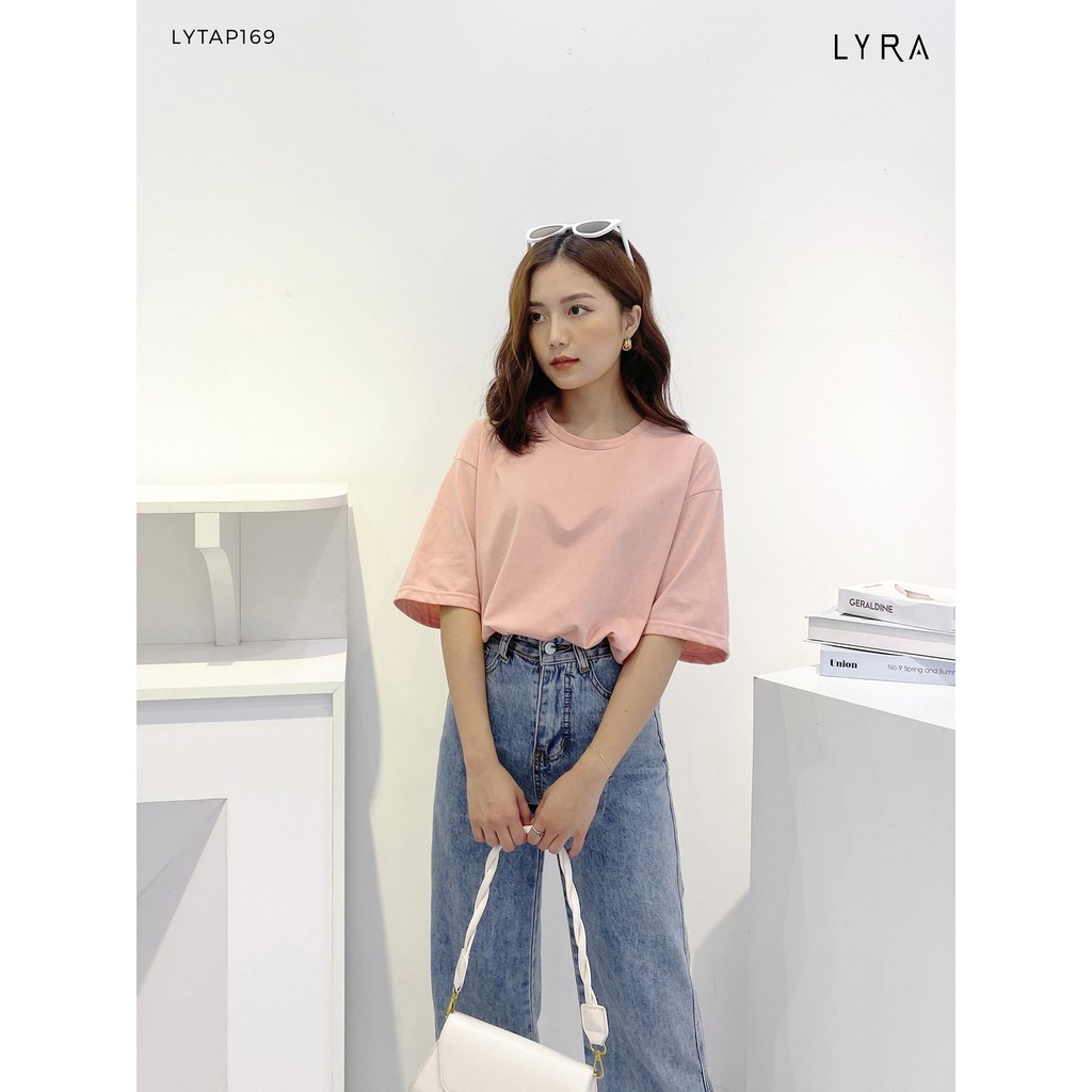 Áo phông cotton Unisex nam-nữ thiết kế by LYRA, thun rộng thời trang cổ tròn trơn Basic phong cách Hàn Quốc-LYTAP169