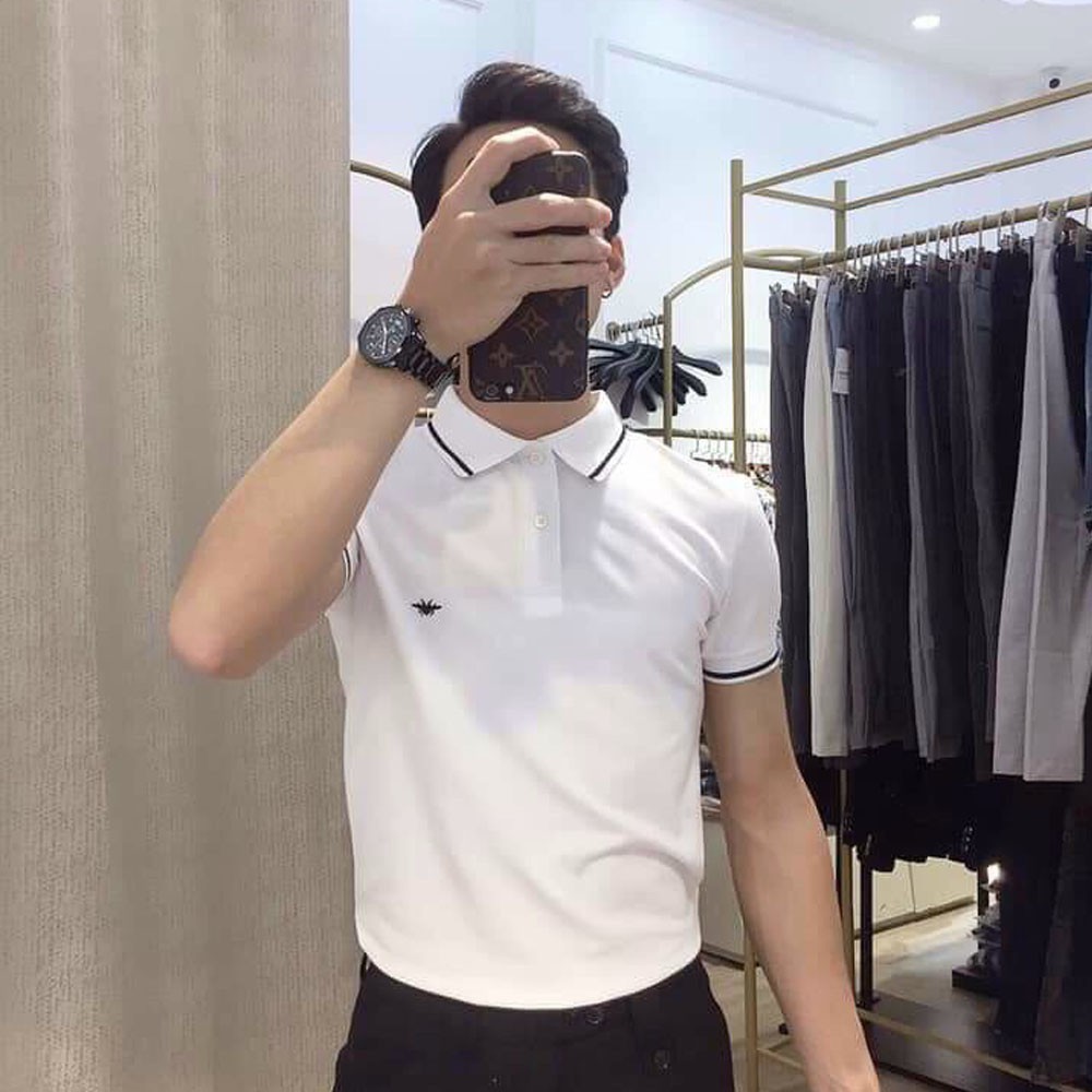 Áo thun nam polo bo viền họa tiết con ong,chất liệu cotton thoáng mát với 2 màu đen trắng PL02-CAVANI | BigBuy360 - bigbuy360.vn