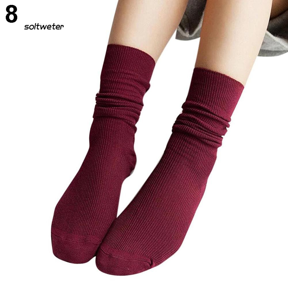 Vớ cotton cao cổ kiểu dáng đơn giản tiện lợi dành cho nữ