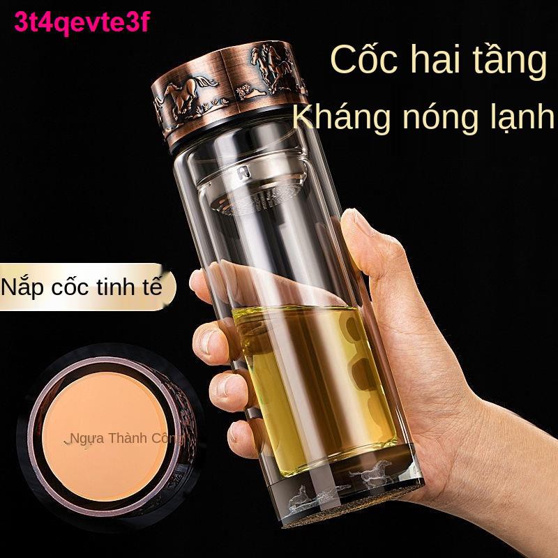 chai tràChén trà hai lớp, thủy tinh dày, chịu nhiệt chống nước cốc, tách cháy nổ, cách cho nam và nữ, cốc pha l