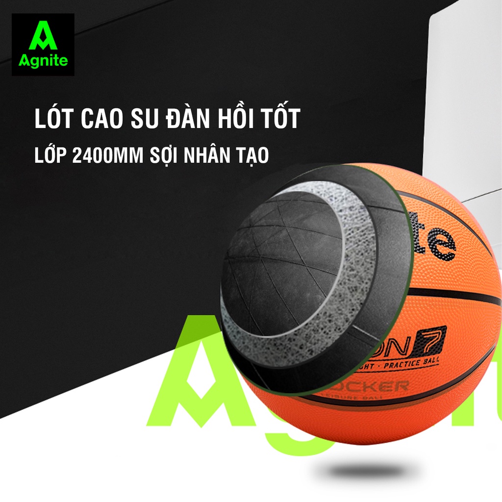 Quả bóng rổ Agnite số 5 đạt tiêu chuẩn - cao su chống bẩn, không mòn, bền, cho người chơi thể thao chuyên nghiệp - F1103