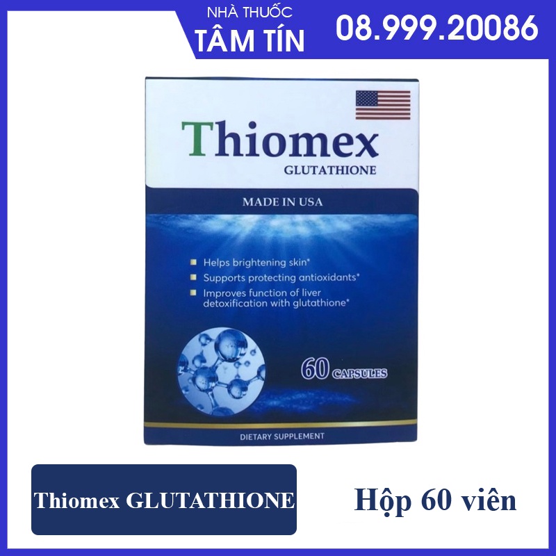 [CHÍNH HÃNG ] Thiomex GLUTATHIONE  - chống oxy hoá, giảm tinh trùng dị dạng - Hộp 60 viên