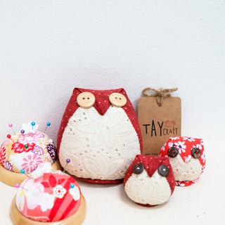 Cú cắm kim nhồi bông handmade