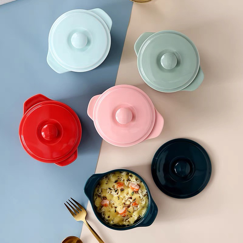 BÁT CHƯNG YẾN CÓ NẮP - NỒI SỨ MINI CÓ NẮP ĐẬY MÀU PASTEL SIÊU XINH, CHÉN SỨ HẤP CÁCH THỦY, ĐỂ LÒ VI SÓNG - BÁT SỨ ĂN DẶM
