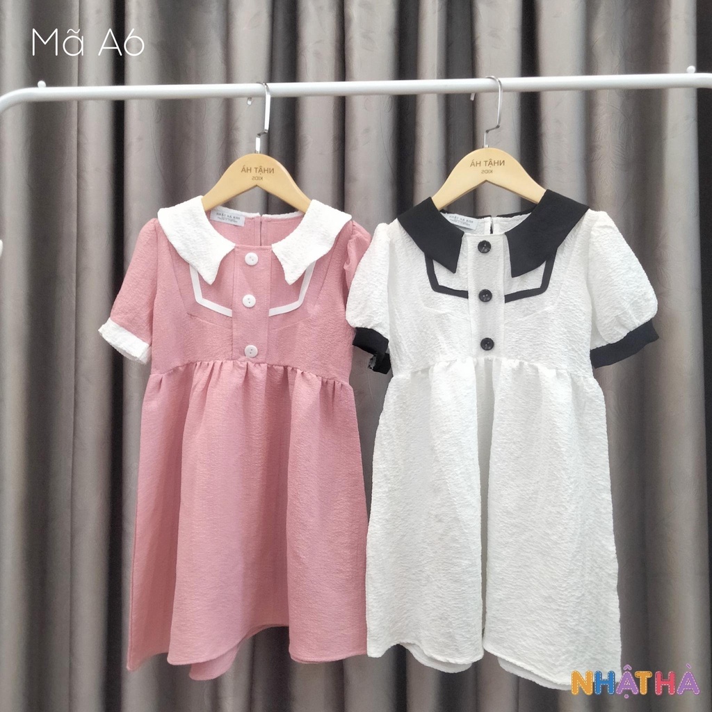 Váy bé gái A6 mùa hè mặc đi học đi chơi siêu xinh chất đũi xốp size đại từ 12 - 43kg