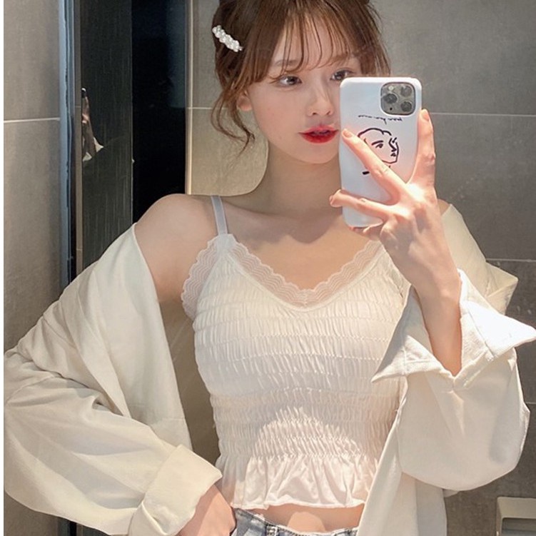 Áo Lót Ngực Bra 2 Dây Thân Dài Viền Ren Quyến Rũ Thon Gọn Gợi Cảm Có Đệm Nâng Ngực C05