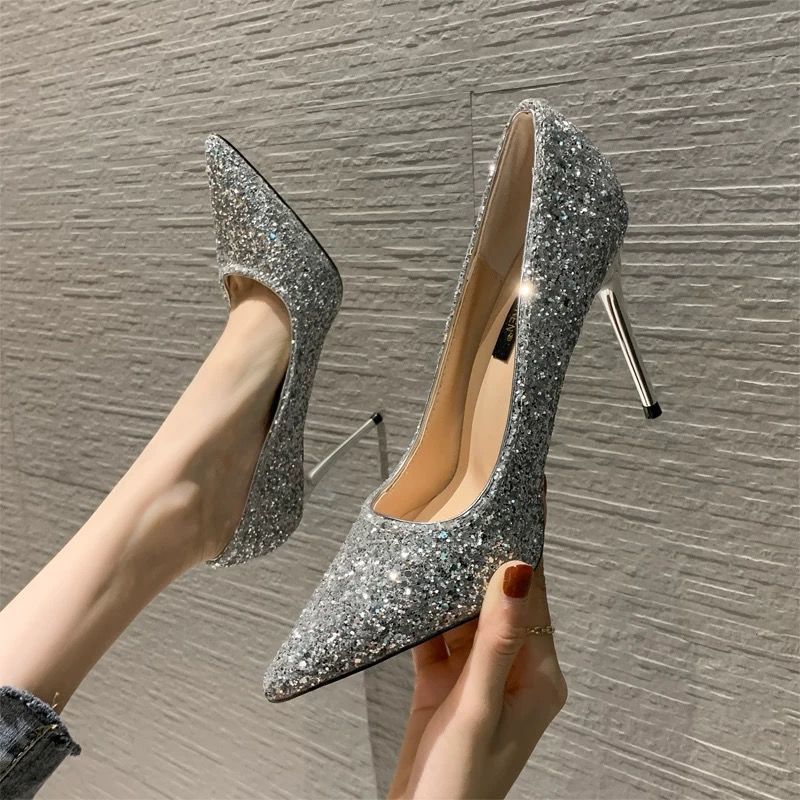 Bed High Heels Sexy Flirting Coquettish New All-Matching Pointed-Toe Shoes Wedding Banquet Women's High Heels Thin Heeled Shoes