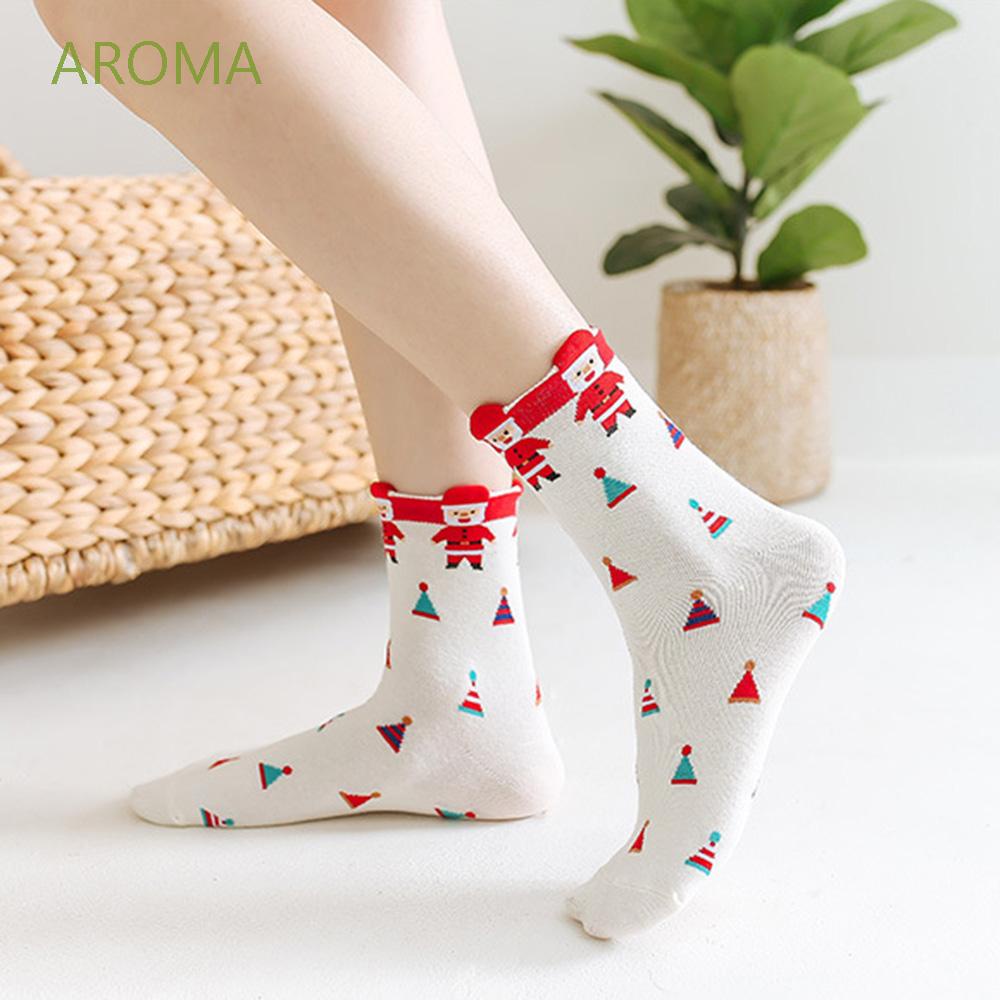 Vớ cotton in họa tiết giáng sinh năm mới/tuần lộc/ông già noel nhiều màu thời trang thu đông cho nam và nữ