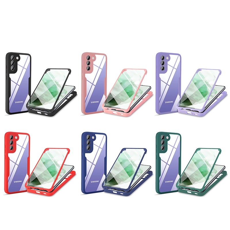360 Full Protect Double Sided Clear Phone Case For Samsung Galaxy A53 5G A73 5G S22 S22 Plus S22 Ultra A13 LTE 4G M52 5G A03 Core Lens Protect Anti Fall Cover