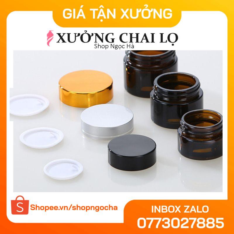 Hũ Chiết Mỹ Phẩm ❤ GIÁ RẺ NHẤT ❤ Hủ Đựng Kem Face Thủy Tinh Nâu 5g,10g,15g,20g,30g,50g , phụ kiện du lịch