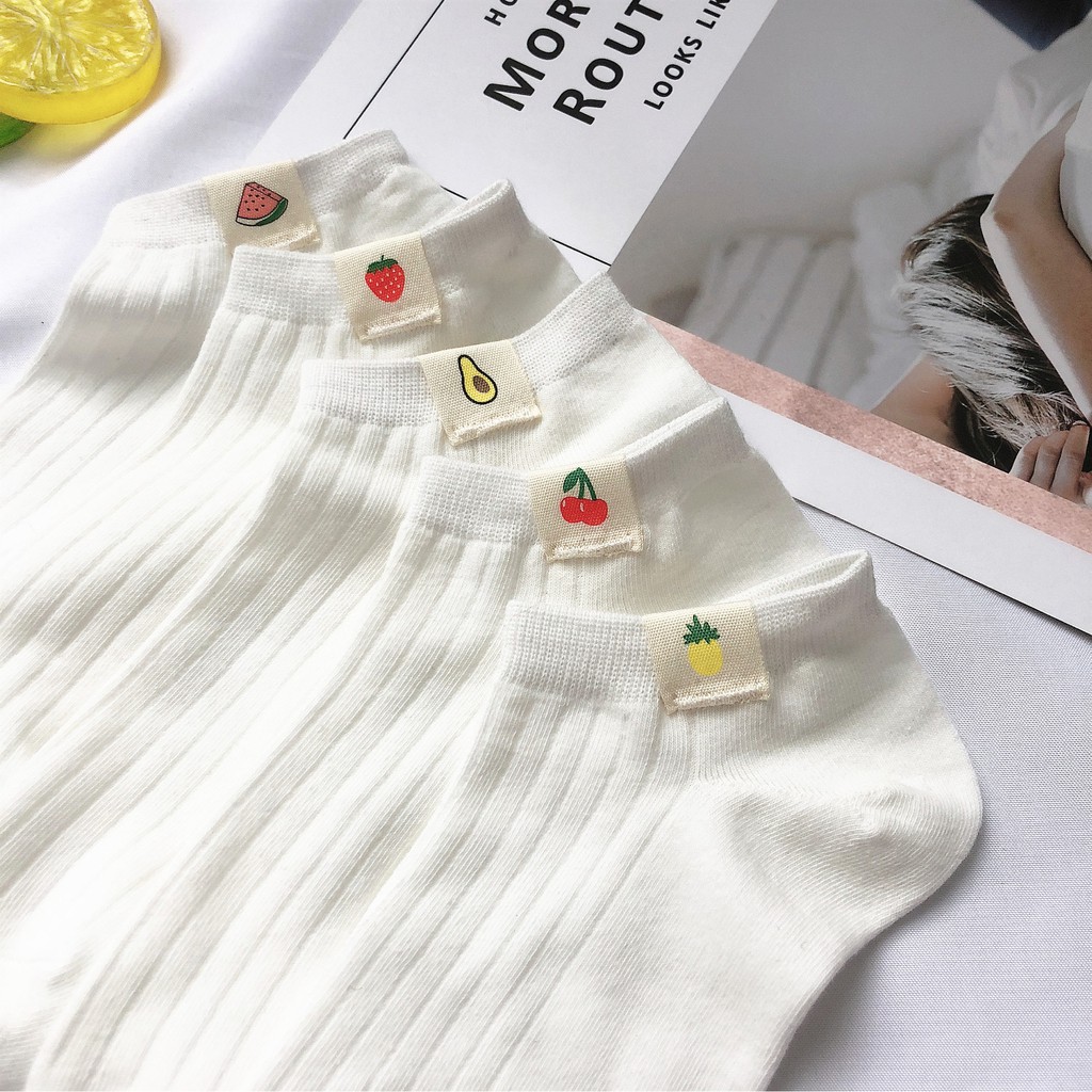 Tất Cổ thấp Nữ In hình Họa tiết Hoạt hình Dễ thương Cotton Ulzzang Hàn Quốc Vớ Cổ ngắn nữ Nhật Bản