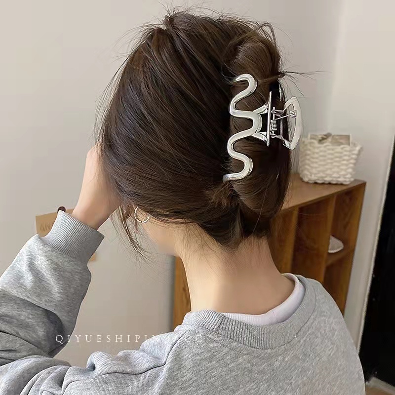 Kẹp Tóc Lượn Sóng Bằng Kim Loại Cỡ Lớn Thời Trang Hàn Quốc