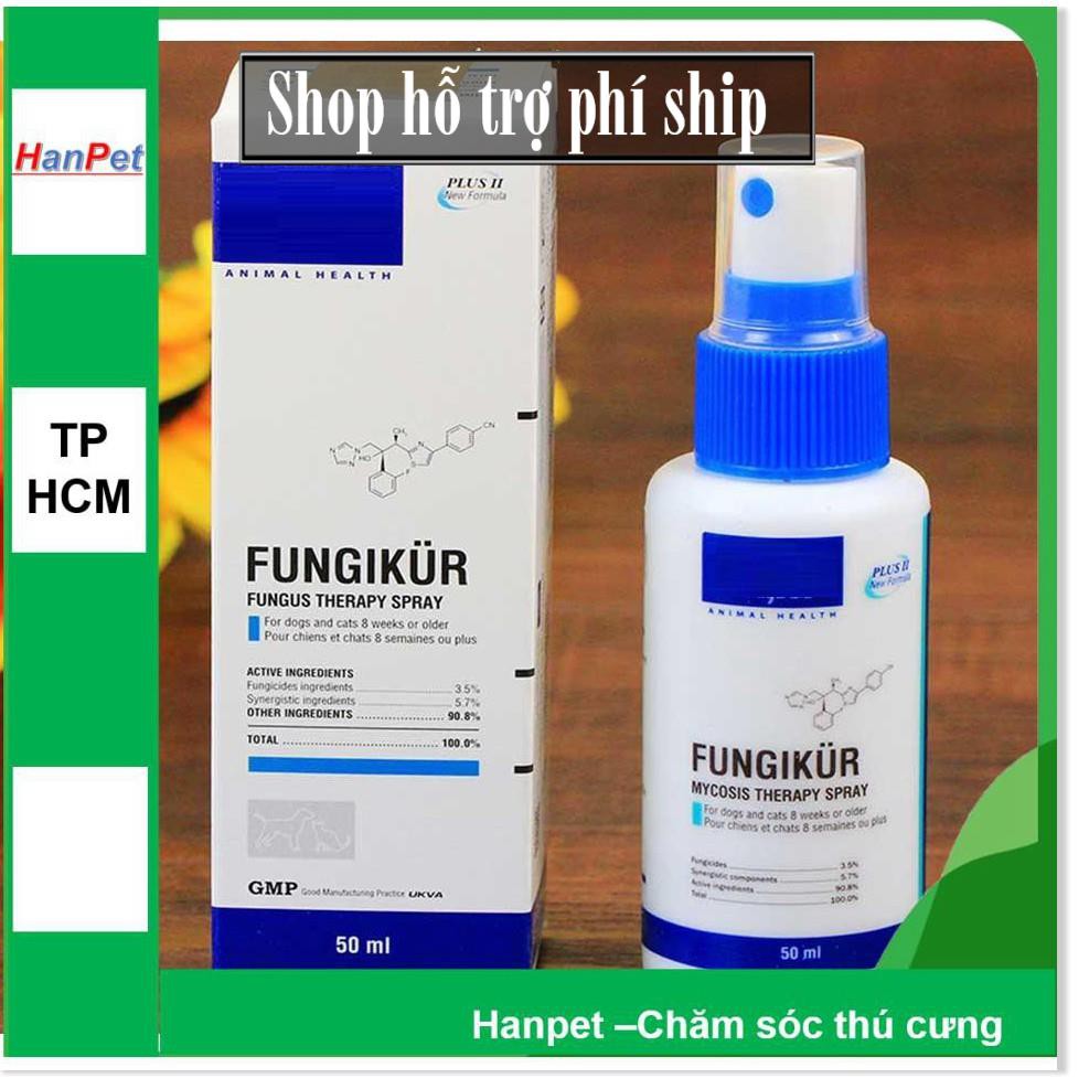 Hỗ trợ Ship- Diệt ve ghẻ bọ chét trên chó, Diệt nấm chó và nấm mèo Fungikur và Mitecyn dạng xịt