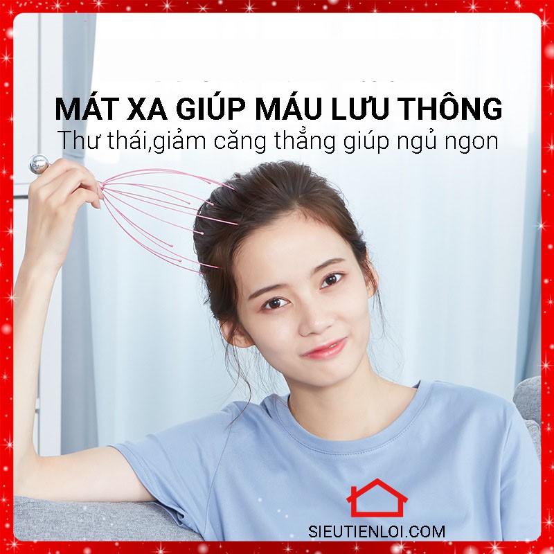 Cây massage đầu,dụng cụ mát xa đầu bằng tay giúp giảm stress,cải thiện trí nhớ,thư giãn ngủ ngon