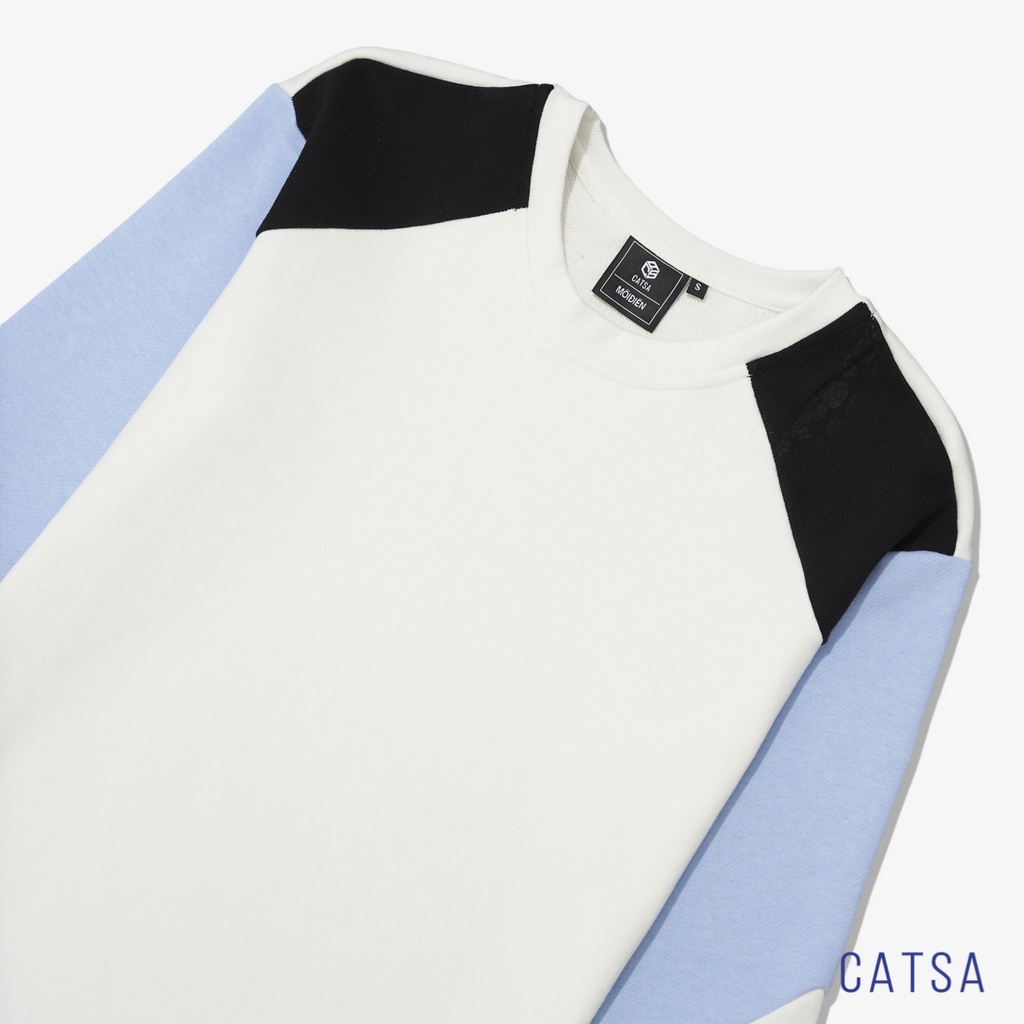 Áo thun nam tay dài phối màu xanh đen đỏ trắng thun Cotton cao cấp, mặc thoải mái CATSA ATL047