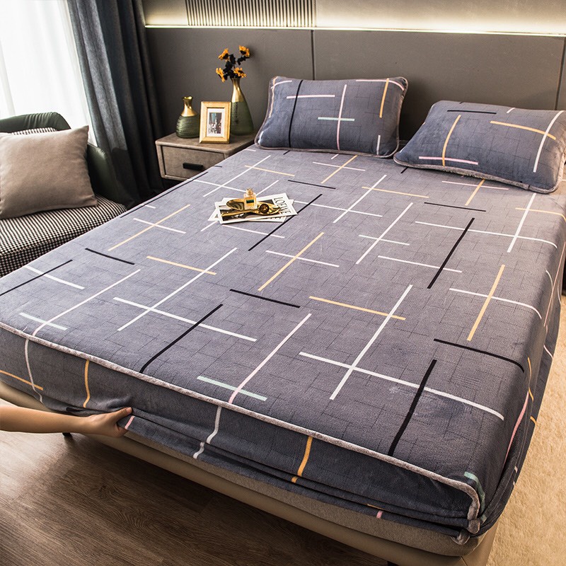 [Loại 1] Set ga gối nỉ sữa bo chun bọc đệm, tặng kèm 2 vỏ gối | BigBuy360 - bigbuy360.vn